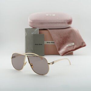 Miu Miu MUA56S 5AK20I Geometric Sunglasses – Gold/Purple Brown